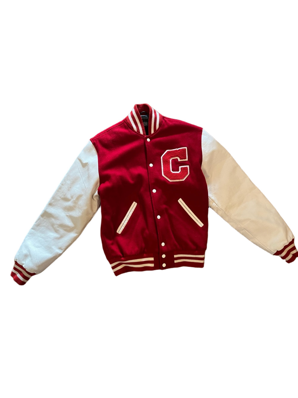 VTG Stewart & Strauss Red Wool Leather Varsity Letterman Jacket Size S